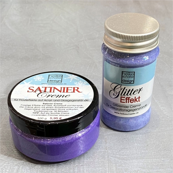Satiniercreme + Glitter Effekt Creme in Lila